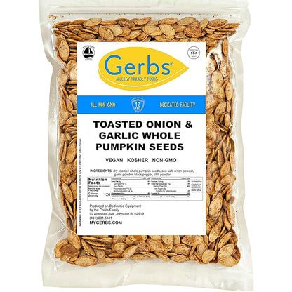 Gerbs Toasted Onion & Garlic Whole Pumpkin Seeds 4 lbs. | Small Batch Roasted, In-Shell, Resealable Bag | Bold & Savory Crunch | Top 14 Allergen-Free