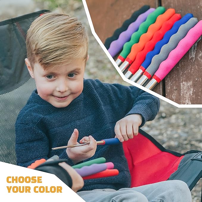 MalloMe Smores Sticks for Fire Pit 45 inch Extra Long - Marshmallow Roasting Sticks Smores Kit -Smore Skewers Hot Dog Fork Campfire Cooking Equipment, Camping Essentials, Outdoor Accessories (4 Pack)