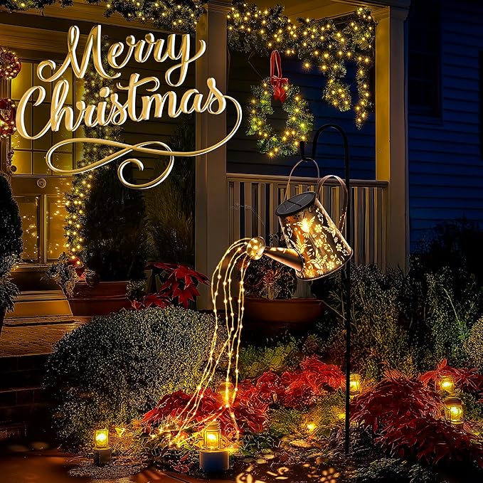Solar Lights Outdoor Garden Decor, Large Lanterns Watering Can Lights Gardening Gifts for Mom Women Grandma Birthday, Hanging Lights Outdoor Decoration for Yard Porch Patio Backyard