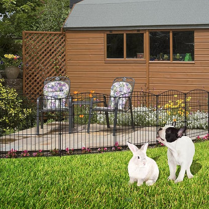 INJOPEXI Garden Fence 12 Panels 23.6ft (L)×24in (H) Decorative Garden Fences with 12 Panels Rustproof Wire No Dig Animal Barrier Fencing Dog Fence for Yard Outdoor Patio - Without Fence Gate