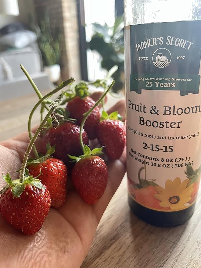 Farmer’s Secret Fruit & Bloom Booster Fertilizer (8oz) - Super Concentrated - Boosts Flowering and Yield on All Varieties of Fruits, Vegetables and Flowers