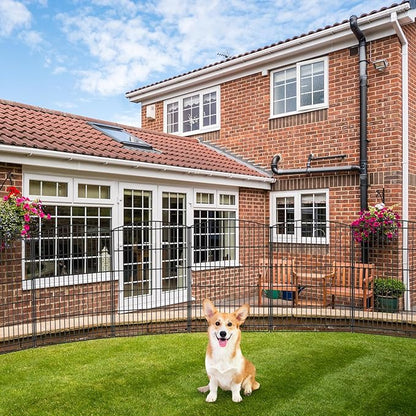 INJOPEXI Decorative Garden Fence 12 Panels 23.6ft (L)×36in (H) Garden Fences with 12 Panels Rustproof Wire No Dig Rabbit Animal Barrier Fencing Rabbit Dog Fence for Yard Patio Outdoor - Without Gate