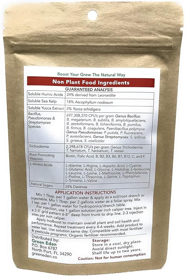 Easy Compost Tea for Plants by GreenEden - InoBoost Ultimate - No Brewing Needed - Increase Flowering & Yields - Soluble Bacteria for Soil or Hydroponics - 4oz. Makes 25 Gallons