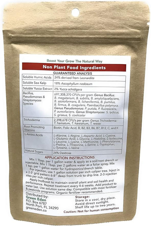 Easy Compost Tea for Plants by GreenEden - InoBoost Ultimate - No Brewing Needed - Increase Flowering & Yields - Soluble Bacteria for Soil or Hydroponics - 4oz. Makes 25 Gallons