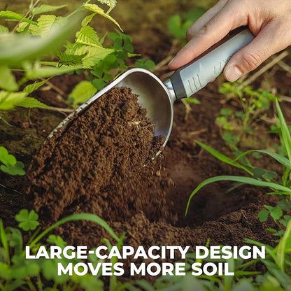 Woodland Tools Heavy Duty Garden Trowel – Full Tang Aluminum Construction, Extra Wide Scoop, Sharpened Point, Ergonomic Cushioned Grip, Rust Resistant Hand Tool for Digging in Clay and Tough Soil