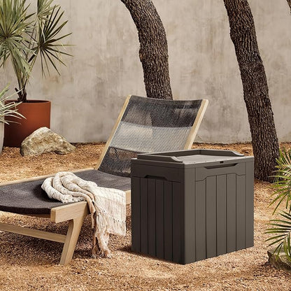 Greesum 31 Gallon Resin Deck Box All Weather Outdoor Storage Boxes for Patio Furniture Set,Outdoor Toys,Garden Tools,Brown