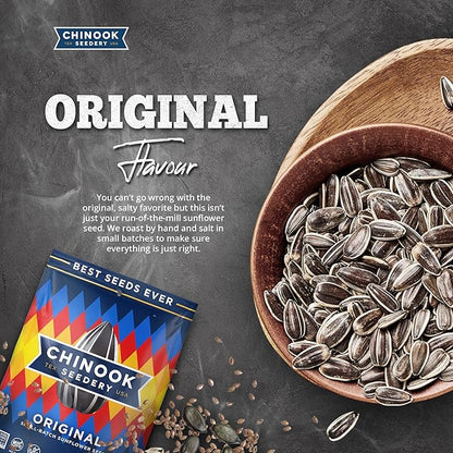 Chinook Seedery Roasted Sunflower Seeds - Jumbo Seeds Keto Snacks - Best For Snack Packs - Gluten Free, Non GMO Snack Food Gifts - 4 Ounce (Pack of 3) - Original Flavor Pack