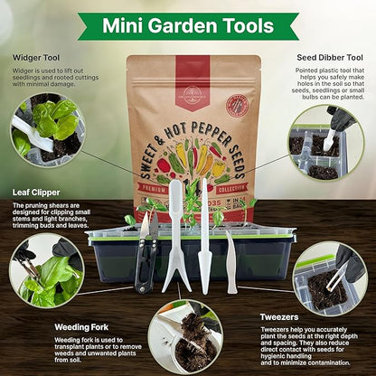 Organo Republic 14 Sweet & Hot Peppers Seeds Variety Pack - 1,030+ Non-GMO Heirloom Pepper Seeds for Outdoor and Indoor Home Gardening, Including Pepper Cayenne, Habanero, Jalapeno, Poblano, Serrano