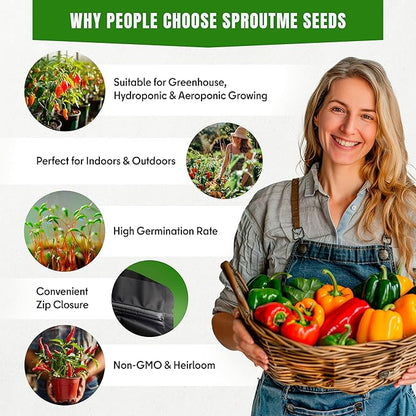 Fall & Winter Hungarian Sweet Wax Pepper Seeds for Indoor Planting – 50 Non-GMO Heirloom USA-Grown Mild Sweet Pepper Seeds with High Germination (Capsicum annuum)