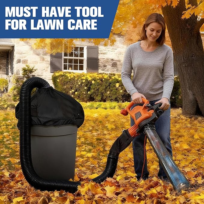 Leaf Collector for Major Brand Leaf Blower/Vacuum/Mulcher, 8FT Hose with Adjustable Adapter Fits 2.3"-5" Ports
