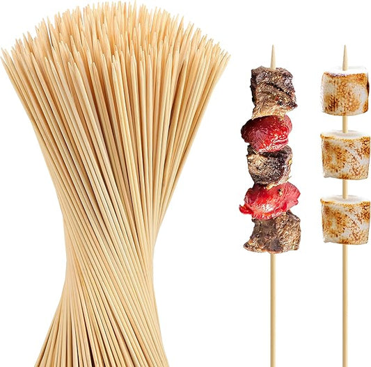 Natural Bamboo Smores Sticks 120 PCS, Extra Long 17.5" 5MM Thick Marshmallow Roasting Skewers, Heavy Duty Wooden S'more Sticks for Grilling, Camping Fire, Caramel Candy Apple, Hot Dog