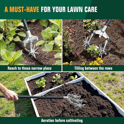 Rotary Cultivator Garden Tiller, Hand Cultivator with Detachable Thicker Tines&Strong Force Handle, Cultivators for Gardening, Rotary Tiller for Soil Mixing, Prepare New Garden