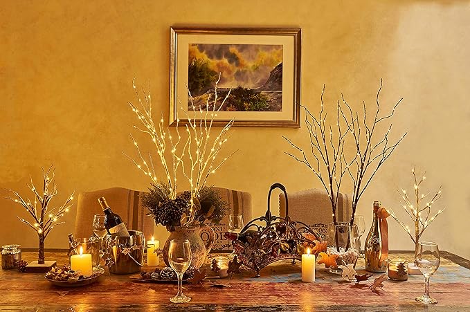 Hairui Lighted Brown Twig Branches Plug in with Dimmer and Timer 30IN 150 LED Fairy Lights, Lighted Willow Branches for Indoor Outdoor Spring Christmas Room Wedding Decoration (Vase Excluded)