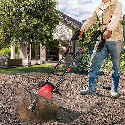 Goplus 14-Inch 10 Amp Corded Electric Tiller and Cultivator, Powerful Tillers w/ 9-Inch Tilling Depth, 4 Tines, Rototillers Tool for Garden Lawn Soil Digging