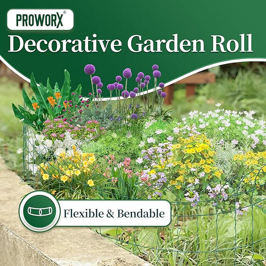 2 Rolls Green Garden Fence Border, 14 in x 40 ft Metal Folding Fence Wire Roll Garden Border Edging, Garden Fence Roll Flower Bed Fencing for Outdoor Yard