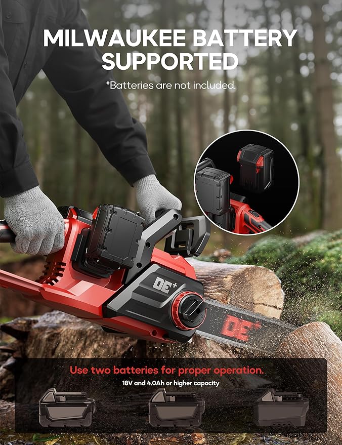 DeForce 16" 36V Cordless Electric Chainsaw, for Milwaukee M18 18V Batteries, Brushless Battery Powered Chain Saw, with Auto Oiler, Handheld Chainsaw for Wood Cutting Tree Pruning(Bare Tool Only)