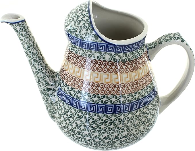 Blue Rose Polish Pottery - Brown Athena Watering Can - 8" Tall - Polish Pottery Watering Can, for The Garden, Patio or Indoor Décor