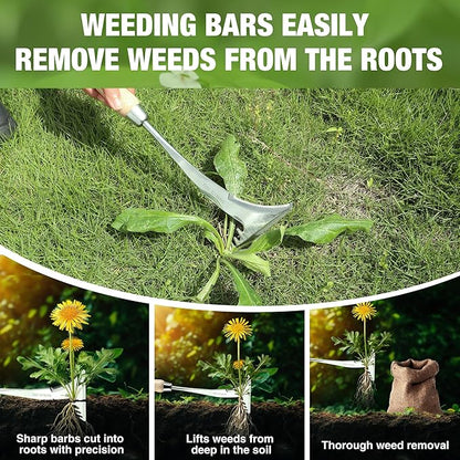 WORKPRO Crack Weeder, 13.5" Stainless Steel Crevice Weeding Tool with Wooden Handle, L-Shaped Side-Walk Weed Puller Spatula, for Garden Lawn Yard Patio Terrace Paving Garden Tool