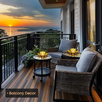 GIGALUMI Solar Lights Outdoor Garden Decor, Adjustable Metal Petal Lotus Flower Lights Crackle Globe Glass Lantern Outdoor Table Decor Waterproof for Patio, Lawn, Pathway, Pond, Christmas Gift