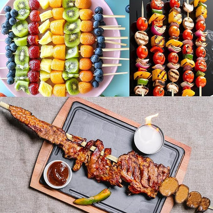 Bulk Value Bamboo Smores Sticks (200 Pcs), Long 17.5" Marshmallow Roasting Sticks for Fire Pit, 5mm Heavy Duty Wooden Skewers for Smore Hot Dog Barbecue Thick for Campfire Grilling Camping Bonfire