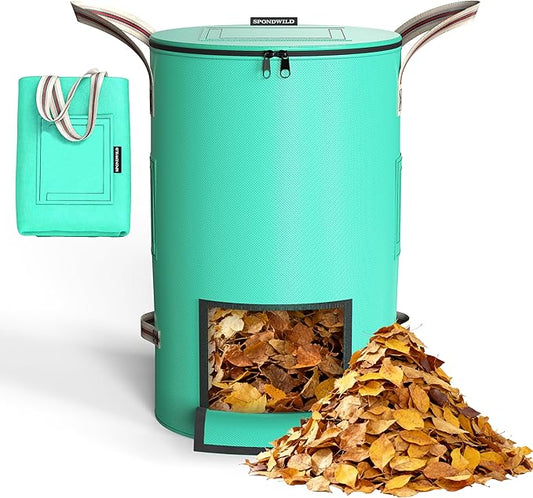 Reusable Garden Yard Waste Bag – 43 Gallon Breathable Thickened Reusable Lawn Bag, with 4 Handles for Easy Moving & Foldable Design, for Leaf & Miscellaneous Debris Collection(Green)