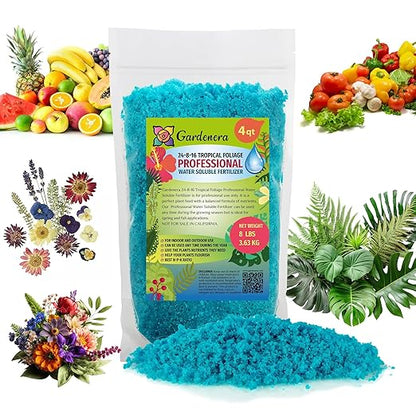 Premium 24-8-16 All Purpose Water Solubable Fertilizer for All Plants by Gardenera - Ideal for Flowers, Plants, Vegetables, Trees, Shrubs, Lawns and Houseplants - 4 Quart