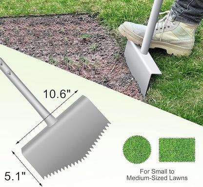 Edger Lawn Tool with T-Grip & Saw-Tooth, Manual Lawn Edger Tool Edging Shovel, Lawn Edger for Grass, Garden, Yard, Landscaping, Sidewalk or Cable Burying, Steel Long Handled, 39in (A)