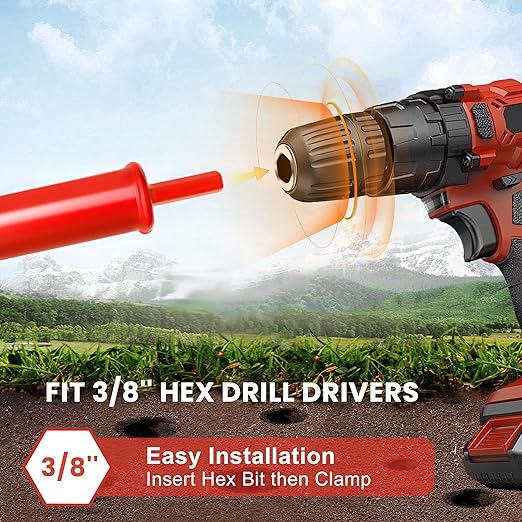 TCBWFY 4"x12" Auger Drill Bit for Planting Digging Holes,Garden Plant Flower Bulb Auger Spiral Drill Rapid Bulb Planter Earth Auger Bit Post or Umbrella Hole Digger for 3/8" Hex Drive