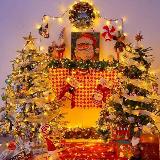 YEGUO 165ft 500 LED Christmas Lights Outdoor Waterproof, Warm White String Lights Indoor, 8 Modes Green Wire Twinkle Xmas Tree Lights Plug in with Memory Timer