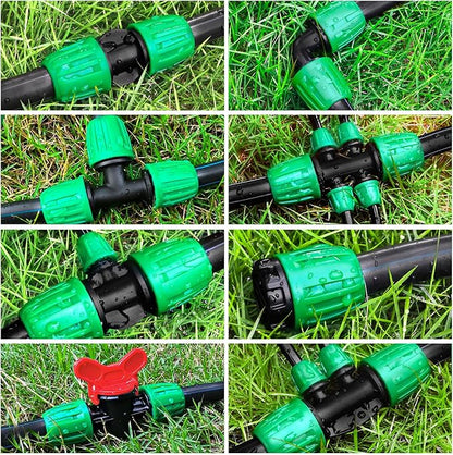 20 Pcs 1/2 Inch Drip Irrigation Fittings Kit (1/2" ID x 0.65" OD), Drip Line Irrigation Locked Barbed Parts for 1/2 Inch Irrigation Tubing