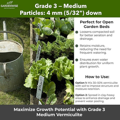 Organic Coarse Vermiculite for Indoor Gardening Plants and Mushrooms – Enhances Soil Aeration, Seed Germination, Rooting Cuttings – Small Packages and Bulk (Vermiculite Grade 3 – Medium, 1 qt)