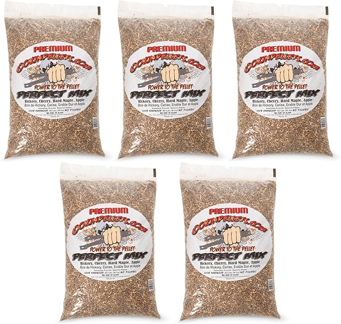 CookinPellets 40PM Perfect Mix 100 Percent Natural Hickory, Cherry, Hard Maple, and Apple Grill Smoker Smoking Hardwood Wood Pellets, 40 Pound Bag (5 Pack)