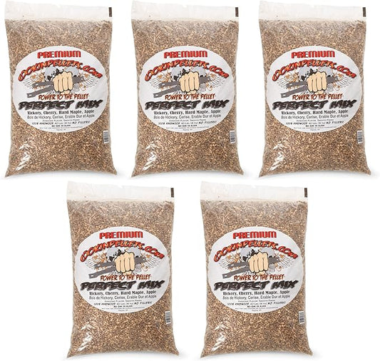 CookinPellets 40PM Perfect Mix 100 Percent Natural Hickory, Cherry, Hard Maple, and Apple Grill Smoker Smoking Hardwood Wood Pellets, 40 Pound Bag (5 Pack)