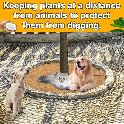 ZeeDix 3 Pack Coconut Fiber Mulch Ring, 30 Inch Coco Coir Tree Ring Mulch Mat, 100% Natural Tree Protector Mat Plant Cover Ring Coconut Coir Discs Tree Mats Mulch Rings for Indoor Outdoor Trees Plants