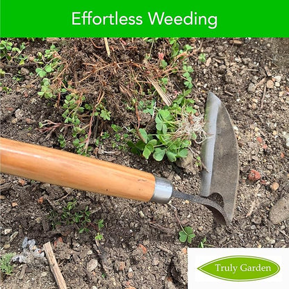 Effortless Weeding: Sharp Sickle Cuts Roots, Saves Time - with Thick Leather Sheath & Sharpening Stone