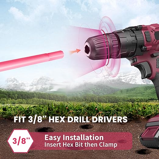 TCBWFY 1.6 x 16.5 Inch Pink Auger Drill Bit for Planting - Garden Tools Auger Drill Bit, Spiral Garden Auger, Drill Auger Bit for Planting Bulbs and Flowers