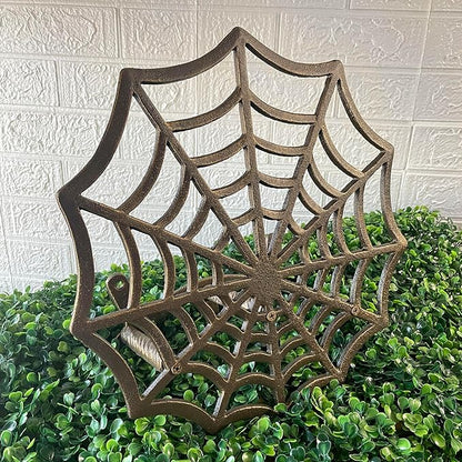 XL Cast Iron Spider Web Hose Holder, Bronze Finish, Heavy-Duty Wall Mounted Garden Hose Hanger, Weather Resistant Decorative Outdoor Hose Storage, Easy Install, Patio Decor, 13.75 Inch Diameter