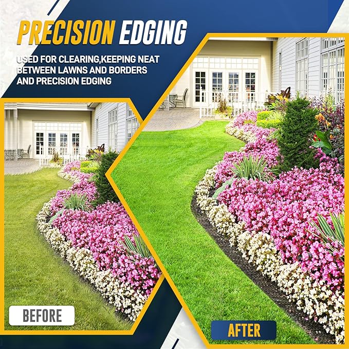 Hand Edger Lawn Tool, Sharp Half Moon Manual Grass Edger Tool with Soft T-Grip Handle for Garden, Yard, Sidewalk, Landscape, 38″