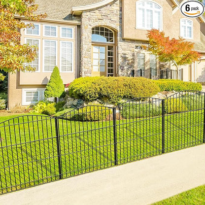 INJOPEXI Garden Fence 6 Panels 11.8ft (L)×24in (H) Decorative Garden Fence with 6 Panels Rustproof Wire No Dig Garden Fences Animal Barrier Fencing for Outdoor Patio Backyard - Without Fence Gate