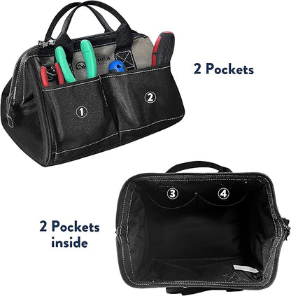 Olympia Tools Bag 12 Inch, Heavy Duty Tools Bag with 4 Large Pockets, Adjustable Shouder Straps and 600D Reinforced Material