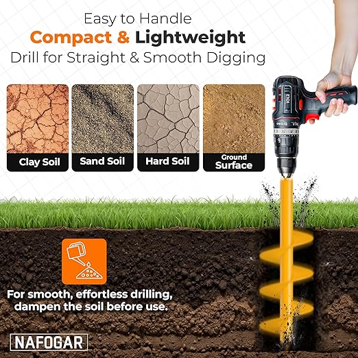 Garden Auger Drill Bit for Planting - Pack of (2) - 1.6”x16.5” & 3.5”x16” – Garden Spiral Hole Digging for Planting, Bulbs, Bedding Plants & More - Compatible with 3/8 Inch Hex Drive