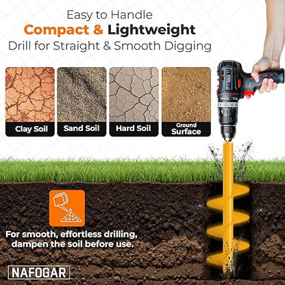 Garden Auger Drill Bit for Planting - Pack of (2) - 1.6”x16.5” & 3.5”x16” – Garden Spiral Hole Digging for Planting, Bulbs, Bedding Plants & More - Compatible with 3/8 Inch Hex Drive