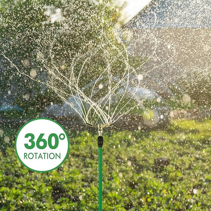 RESTMO 3-Arm Sprinkler with Adjustable Telescoping Base, 360 Degree Rotation High-Rise Lawn Sprinkler for Large Area Coverage, Gardening Watering System Sprinklers, Lawn Irrigation System