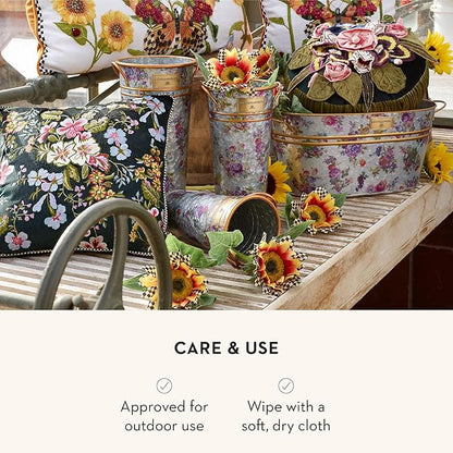 MACKENZIE-CHILDS Galvanized Flower Buckets, Decorative Metal Buckets, Flower Market, Set of 3