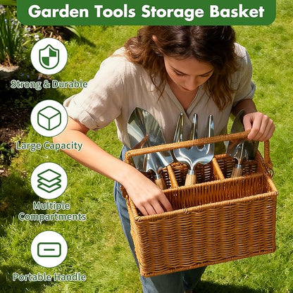 Gardening Gifts for Women 12 Pcs Garden Tools Set with Basket Heavy Duty Gardening Hand Tool with Wood Handle Gardener Lady Plant Lover Gifts Wife Mom Grandma Mothers Day Birthday