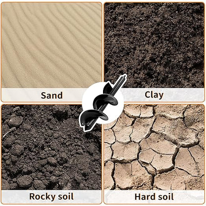 4 x 16 Inch Auger Drill Bit for Planting–Garden Spiral Hole Drill Planter for Bulbs, Bedding Plants & Umbrella Holes|3/8" Hex Drive|The Ultimate Bulb Planter Tool for Cordless Drill