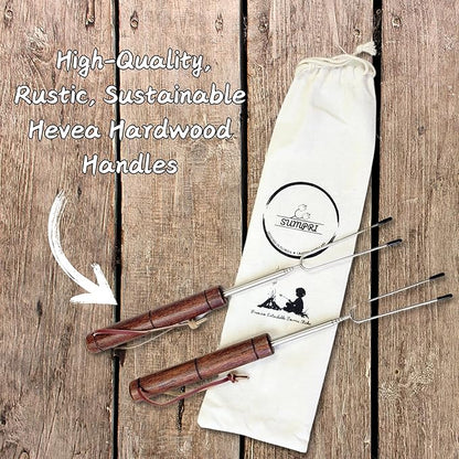 Smores Sticks For Fire Pit [Set Of 7] - Marshmallow Roasting Sticks For Campfire, Classic Smore Sticks - Hot Dog Sticks For Campfire - SUMPRI Campfire Sticks