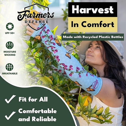 FARMER'S DEFENSE Sleeves | UV Cooling Sleeves | Anti-Scratch Sun Protection Arm Sleeves for Gardening Harvesting Outdoors