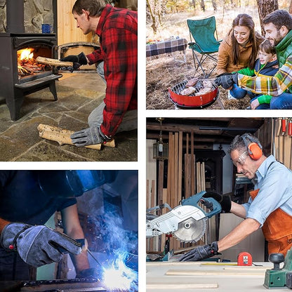 Leather Work Gloves for Men or Women. XX-Large Glove for Gardening, Tig/Mig Welding, Construction, Chainsaw, Farm, Ranch etc. Cowhide, Cotton Lined, Utility, Firm Grip, Durable. Grey-Black 2XL