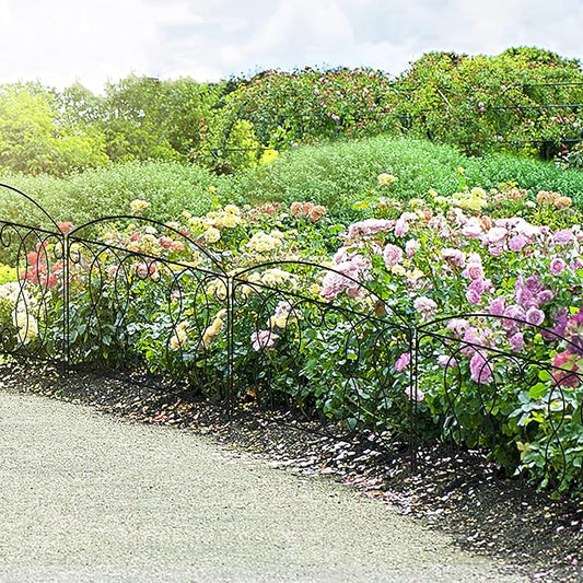 Decorative Fence 24in x 12ft 6 Piece Metal Garden Fence Extra Thick Wire Outdoor Patio Rustproof Fencing Animal Barrier